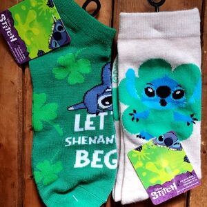 Disney Stitch Green and White Socks Set